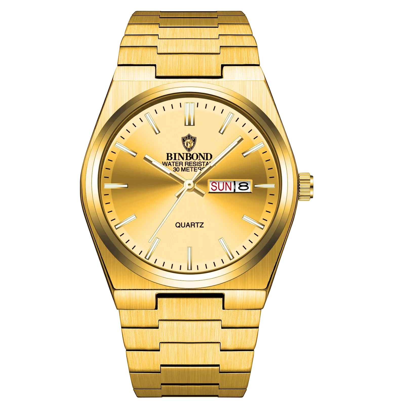 BINBOND Luxury Fashion Man Clock Top Business Waterproof Luminous Date Week Men's Watches Quartz Stainless Steel Men Wristwatch