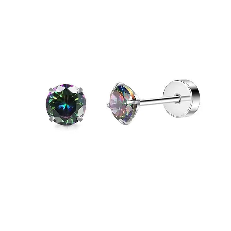 2PCS/Set Stainless Steel Heart Moon Earbone Stud Screw Ball Stud Earrings for Women Fashion Ear Tragus Cartilage Body Piercing
