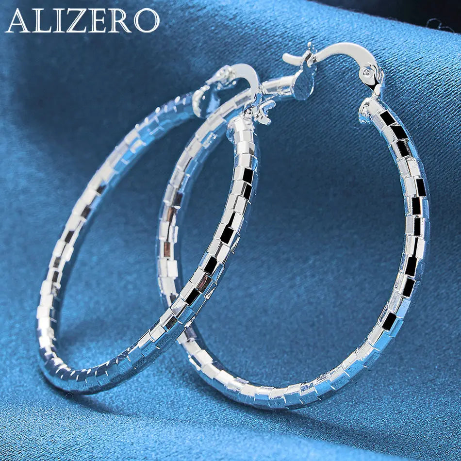 ALIZERO 925 Sterling Silver Earrings Simple Round Circle Hoop Earrings For Woman Fashion Wedding Engagement Charm Jewelry Gifts