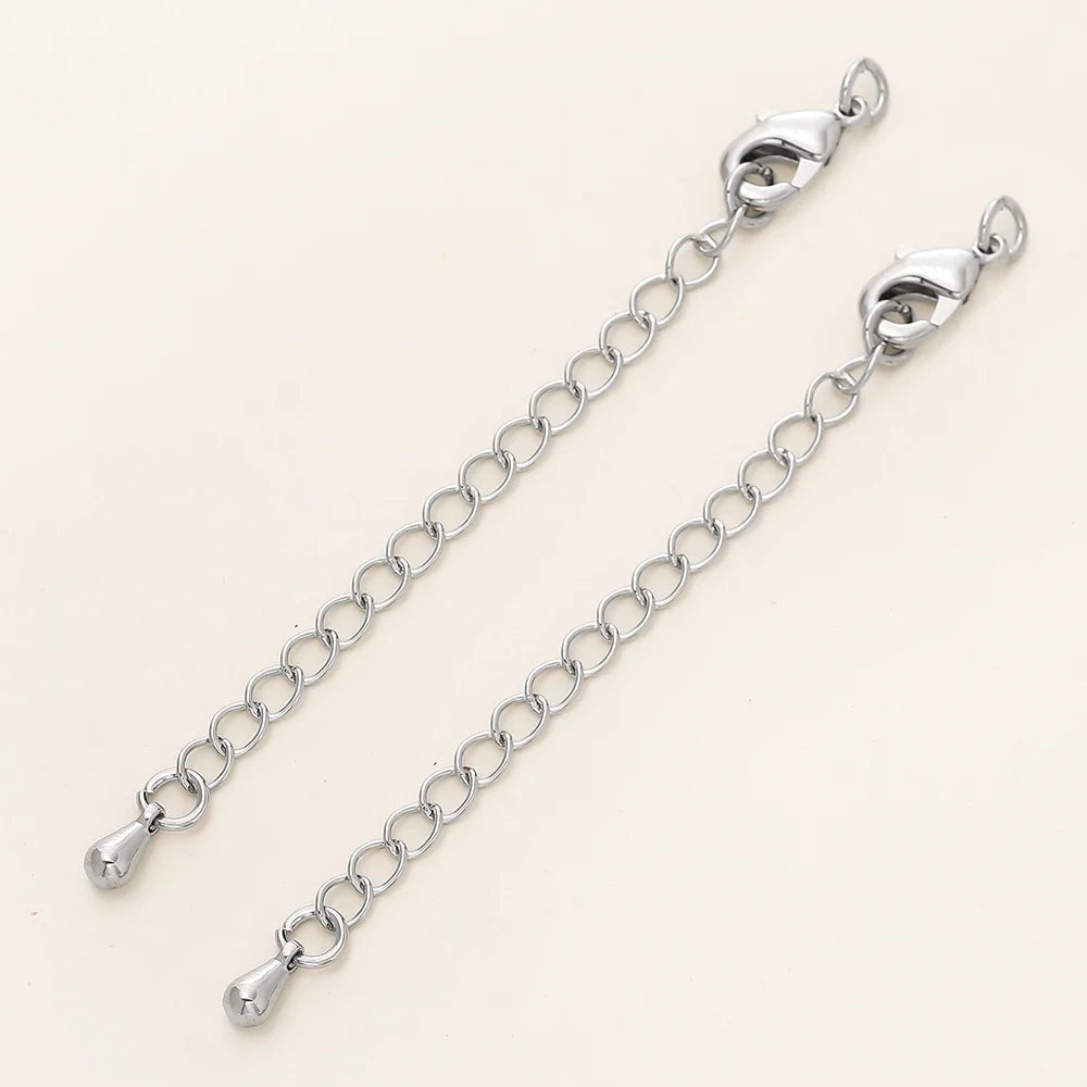 5/10pcs/Pack 14/18K Gold Color Plated Brass Various Extension Chain With Lobster Clasps for DIY Necklace Jewelry Making Findings