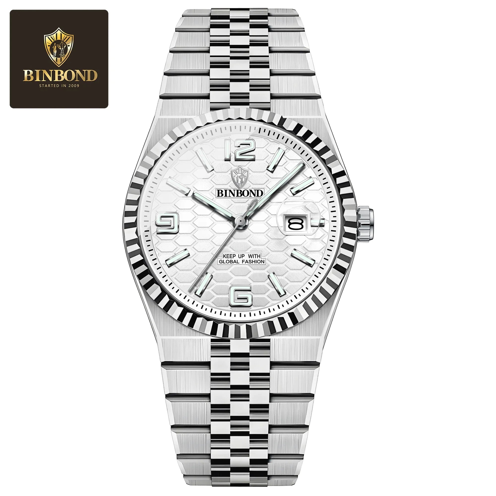 BINBOND High Quality Original Men Clock Waterproof Luminous Date Luxury Man Watch Stainless Steel Quartz Men's Watches Male