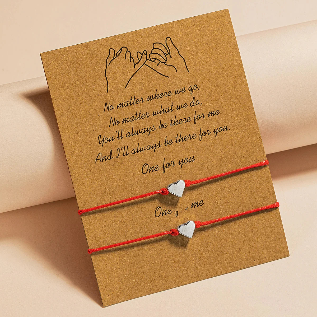 2 PCS Vintage Card Set Simple and Fashionable Popular Copper Love Adjustable Friendship Bracelet Valentine's Day Jewelry