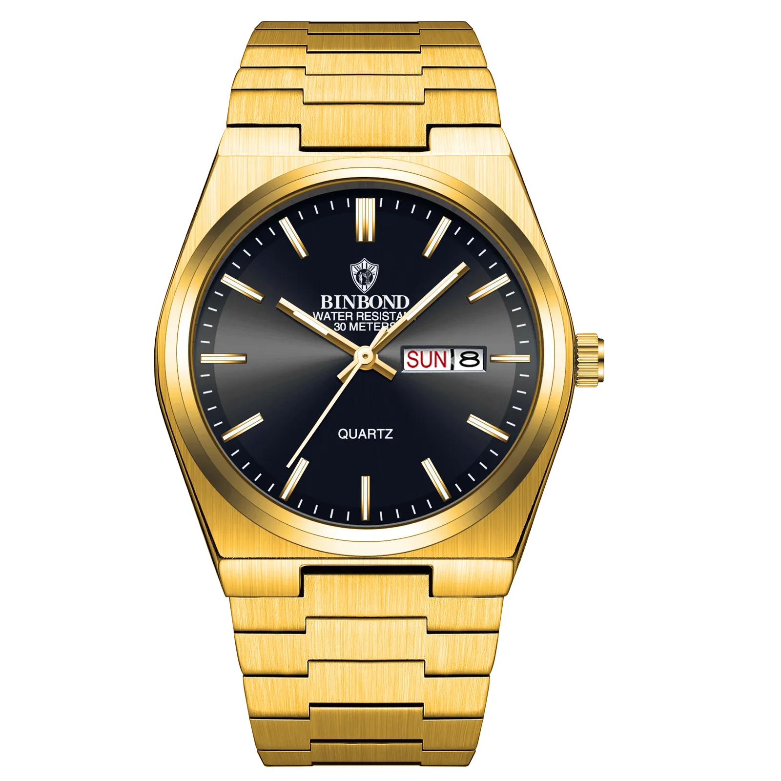 BINBOND Luxury Fashion Man Clock Top Business Waterproof Luminous Date Week Men's Watches Quartz Stainless Steel Men Wristwatch