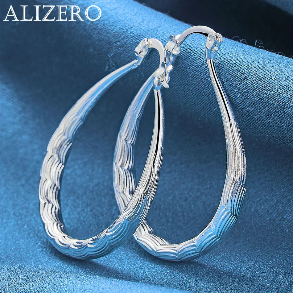 ALIZERO 925 Sterling Silver Earrings Simple Round Circle Hoop Earrings For Woman Fashion Wedding Engagement Charm Jewelry Gifts