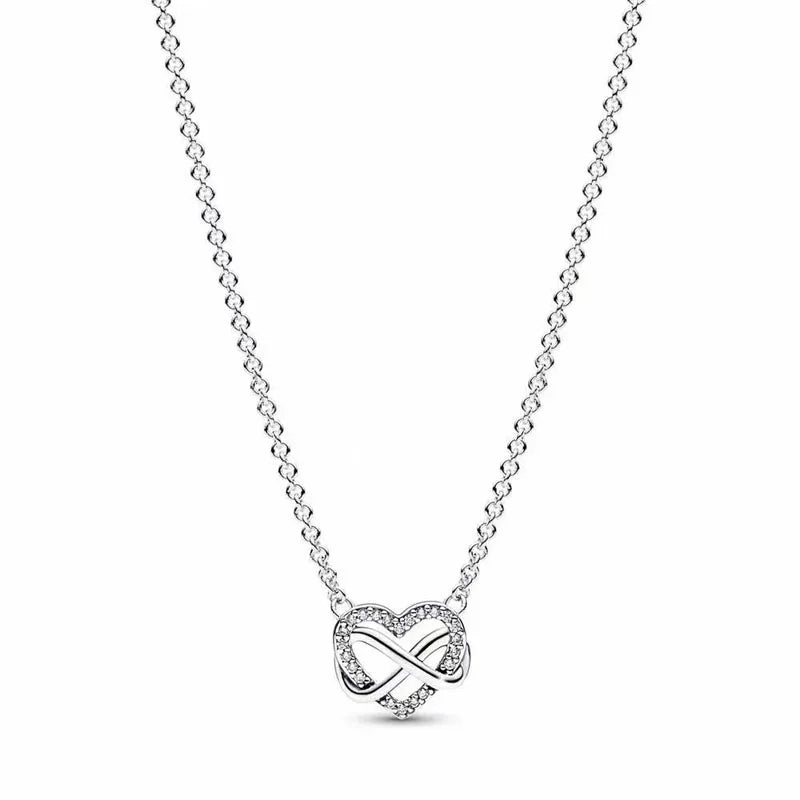 925 Sterling Silver Heart Bow Necklace Fit Christmas Jewelry For Women DIY  Making Party Wedding Gift