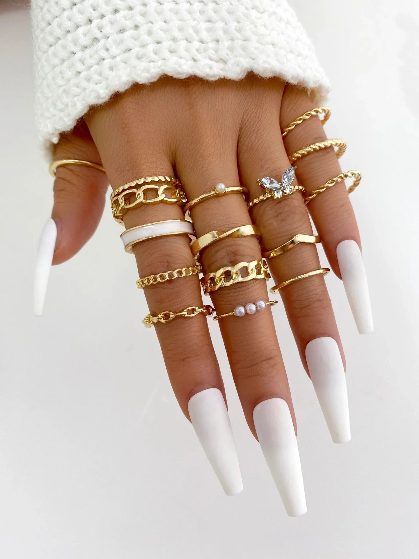 28pcs Fashion Ring Set for Women Heart Shaped Design Geometric Bohemian Element Accent Ring Daily Wear Dating Party Jewelry 2025
