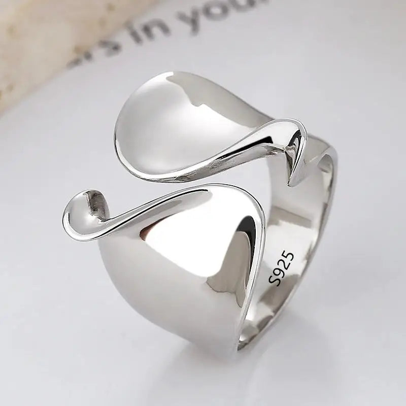 925 Sterling Silver Chain Knot Ring For Women Wrap Wide Band Rock Geometry Punk Jewelry Gift Wholesale Dropshipping