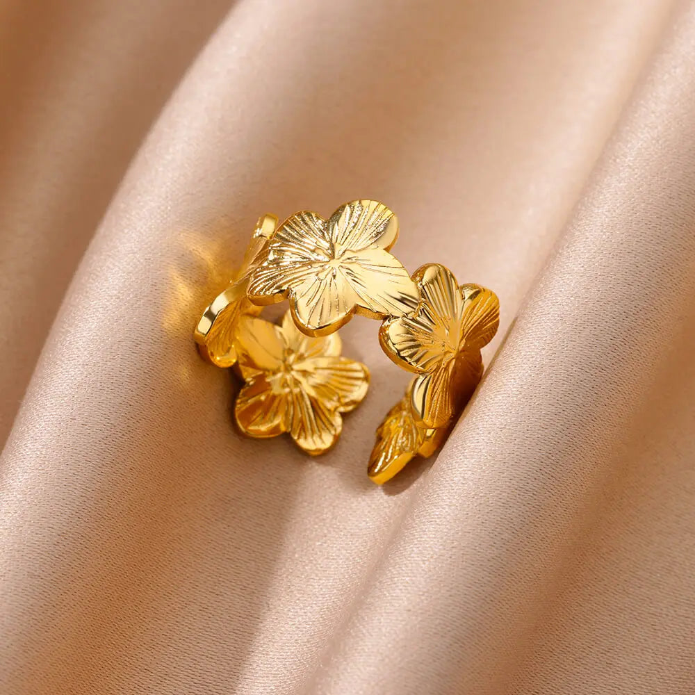Anti-Stress Rotating Beads Rings for Women Men Gold Color Stainless Steel Double Smooth Beads Finger Ring Party Jewelry Gift