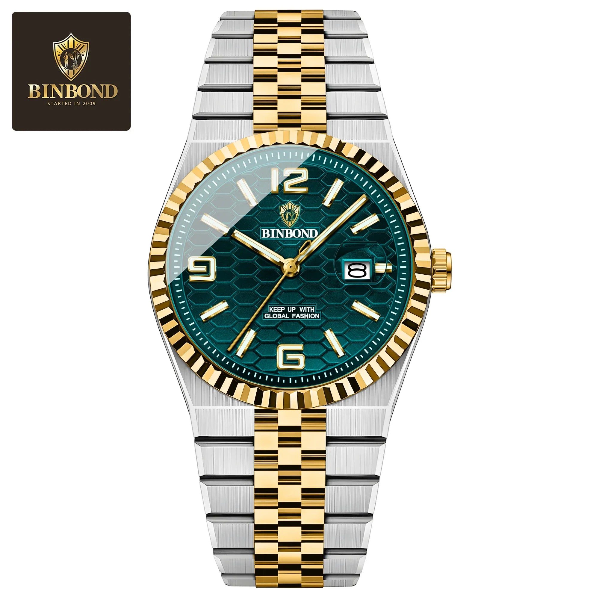 BINBOND High Quality Original Men Clock Waterproof Luminous Date Luxury Man Watch Stainless Steel Quartz Men's Watches Male