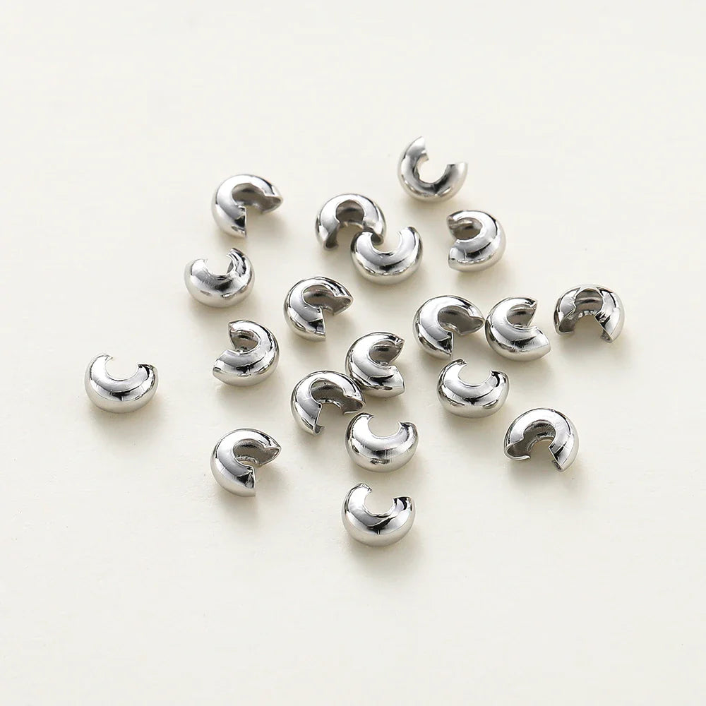 3mm/4mm/5mm 14k 18K Gold Plated Open Crimp Beads Covers Crimp End Beads Stopper Spacer Beads For DIY Jewelry Making Supplies