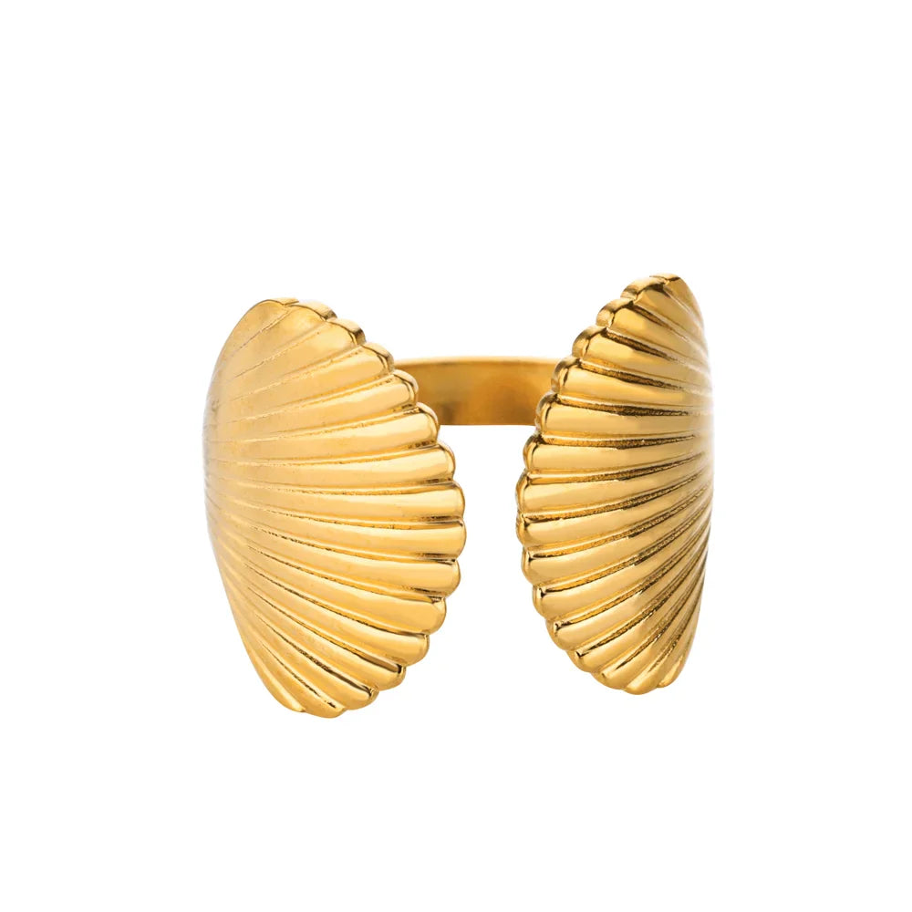 316L Stainless Steel Starfish Shell Rings for Women Gold Color Open Finger Ring Femme Trendy Summer Vacation Ocean Jewelry Gift