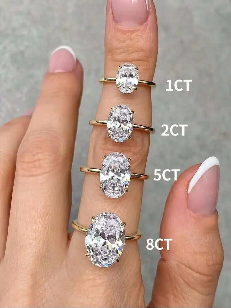 925 Sterling Silver Luxury Shiny 1-8CT Zircon Engagement Ring Wedding Band For Women Promise Eternity Ring Fine Jewelry Gift