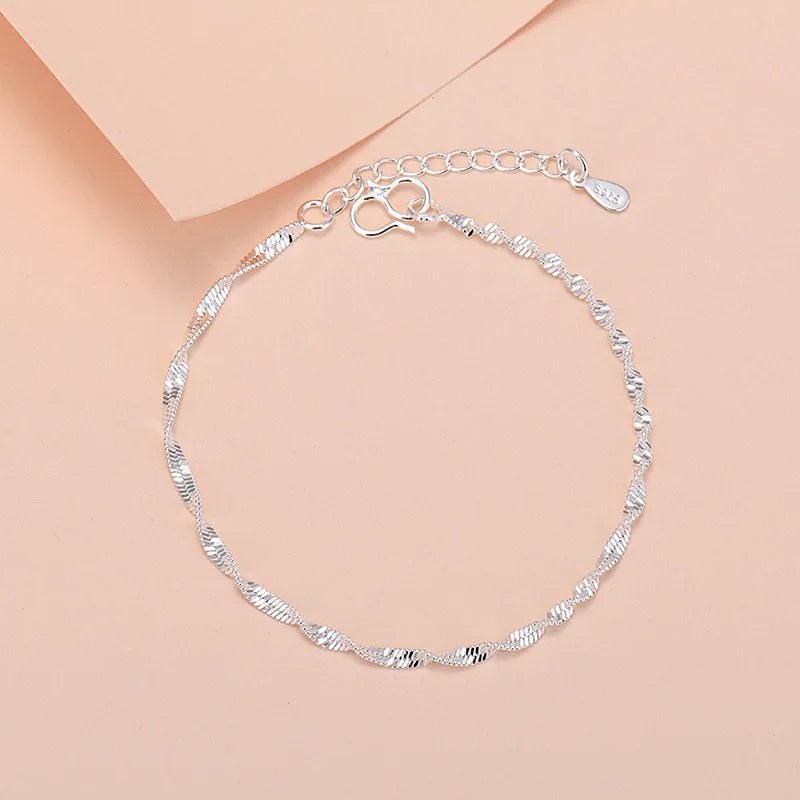 925 Sterling Silver Lucky Bead Charm Bracelets Woman Couple Chain Round Bangles Luxury Jewelry Accessories Wholesale