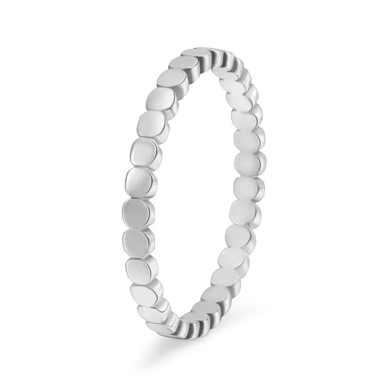 2mm Thin Stainless Steel Round Eternity Ring Wedding Band for Women Girl Size 5-10