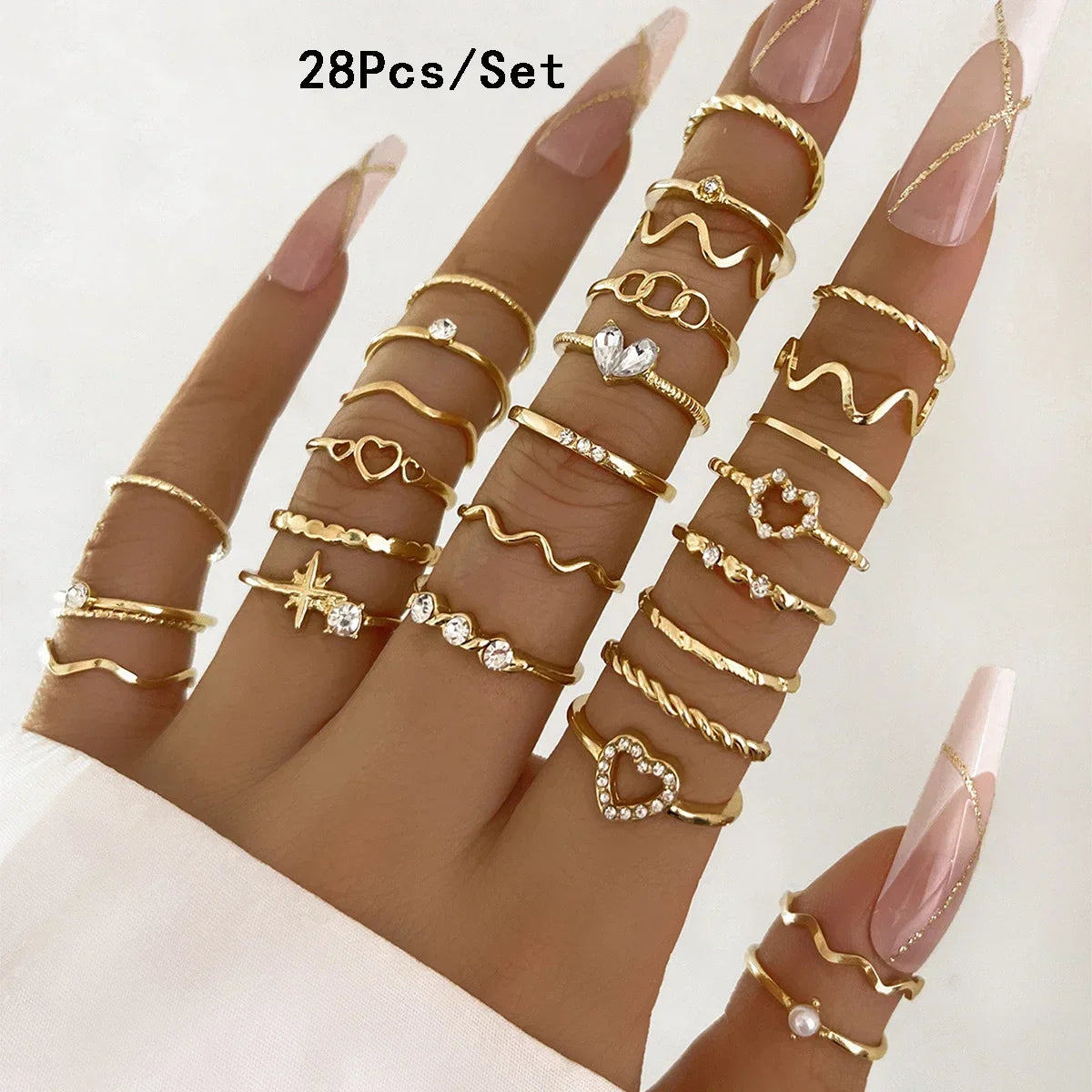 30Pcs Gold Color Knuckle Rings Set For Women Bohemian Geometric Finger Ring Girls Wedding Party Jewelry Gift