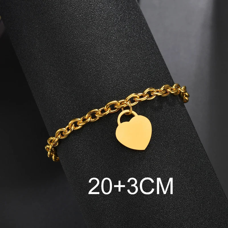Bluelory Personalized Bracelet For Men  Women Stainless Steel Multi Styles Blank Nameplate Heart Bracelet  Party Jewelry Gift