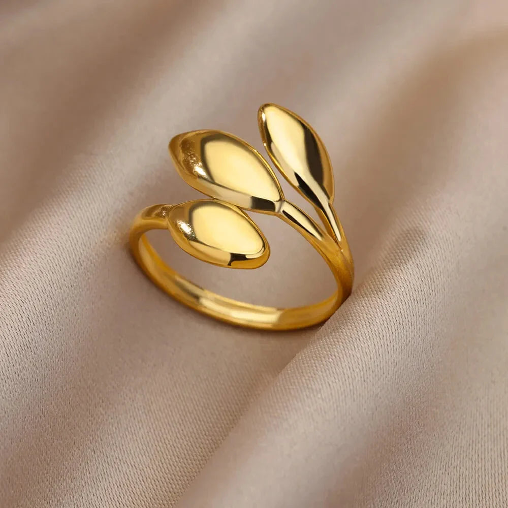 316L Stainless Steel Rings for Women Gold Color Multilayer Geometric Open Ring Vintage Waterproof Wedding Aesthetic Jewelry Gift