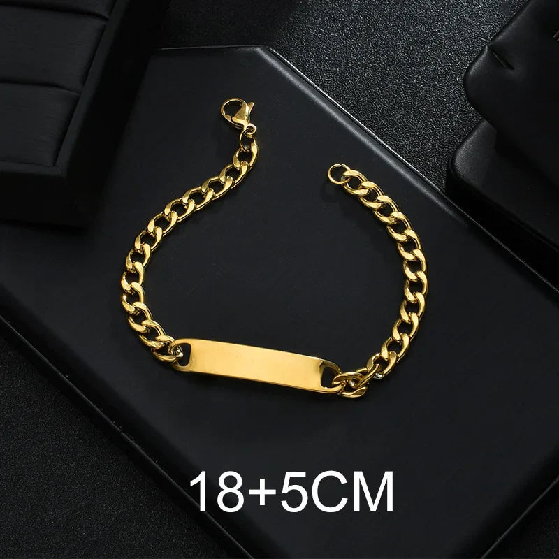 Bluelory Personalized Bracelet For Men  Women Stainless Steel Multi Styles Blank Nameplate Heart Bracelet  Party Jewelry Gift