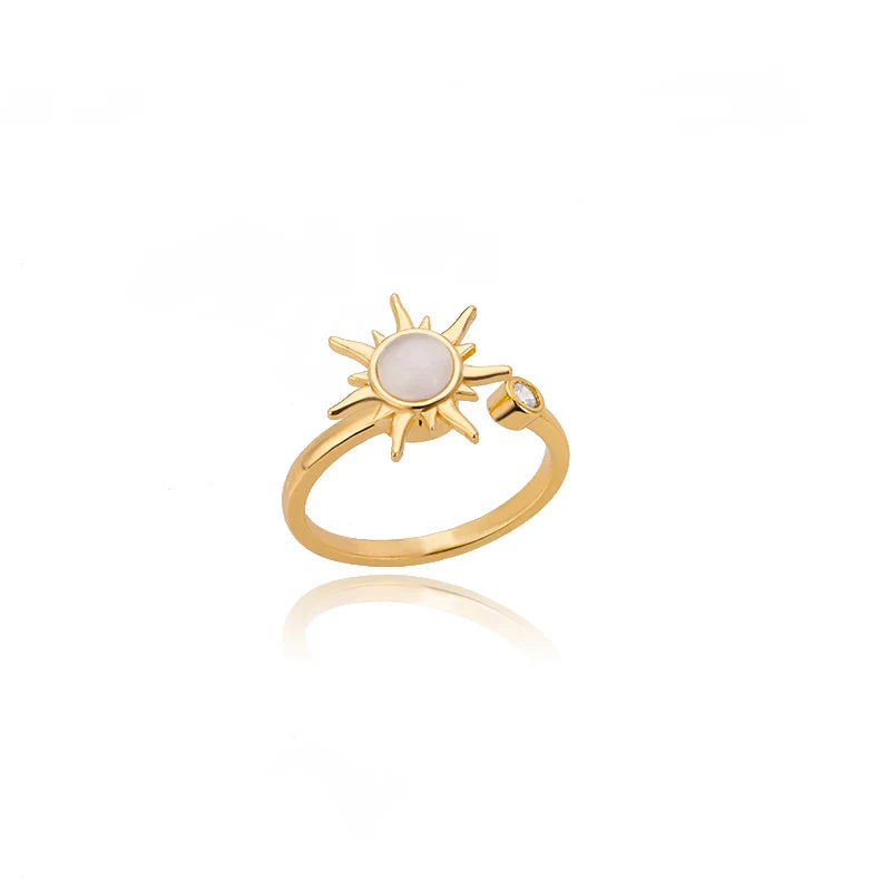 Anti Stress Anxiety Ring For Women Stainless Steel Sun Pendant Spinner Fidget Finger Rings 2024 Fashion Birthday Jewelry Gift