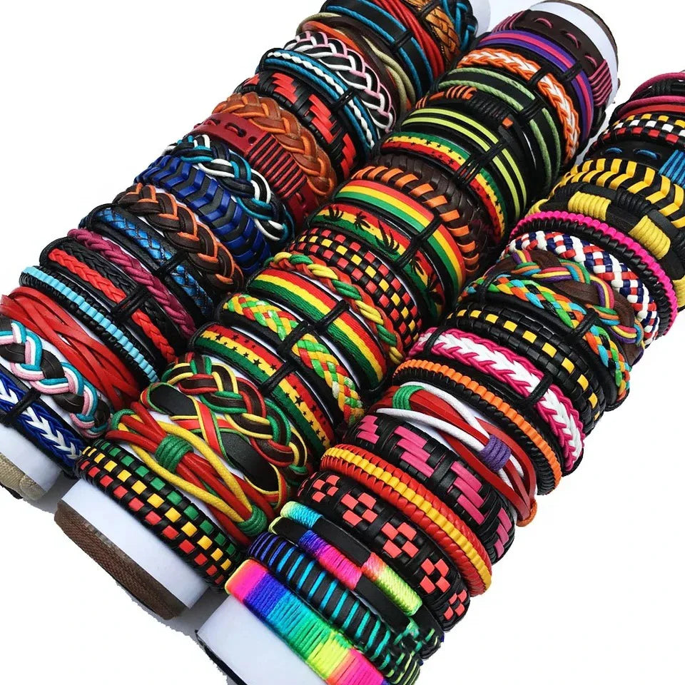 5Pcs/Lot Vintage Leather Charm Bracelets For Women Mix Styles Adjustable Bracelet Men Fashion Party Jewelry Accessories