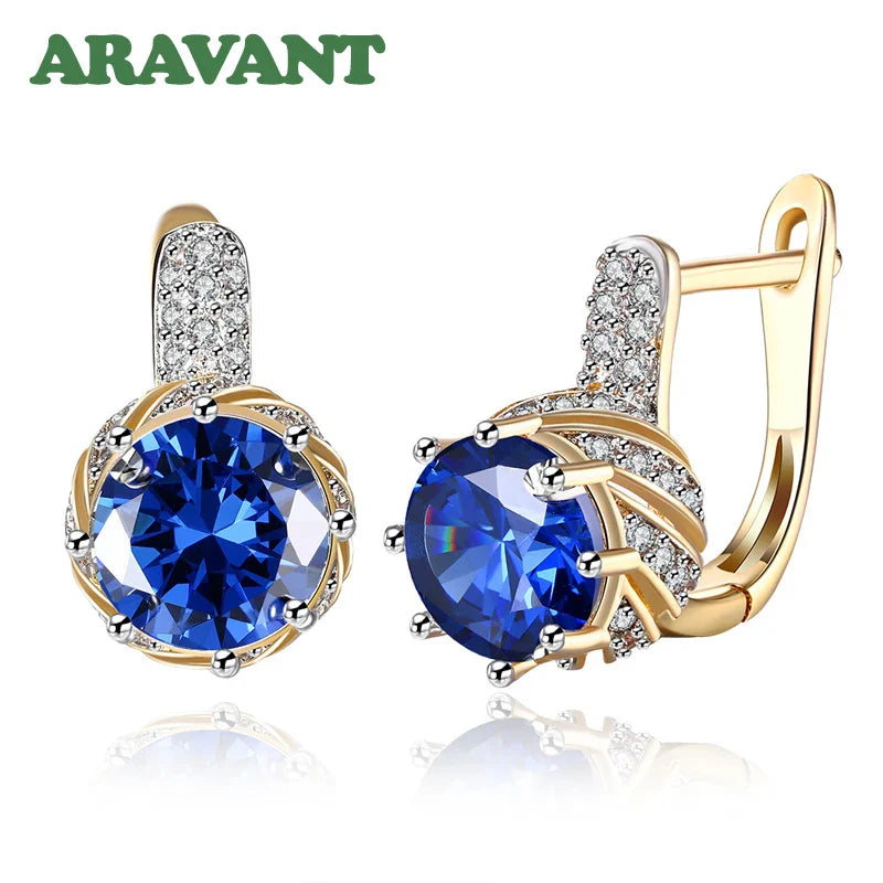 Aravant 925 Silver 18K Gold Drop Earrings For Women Fashion Party Jewelry Gifts