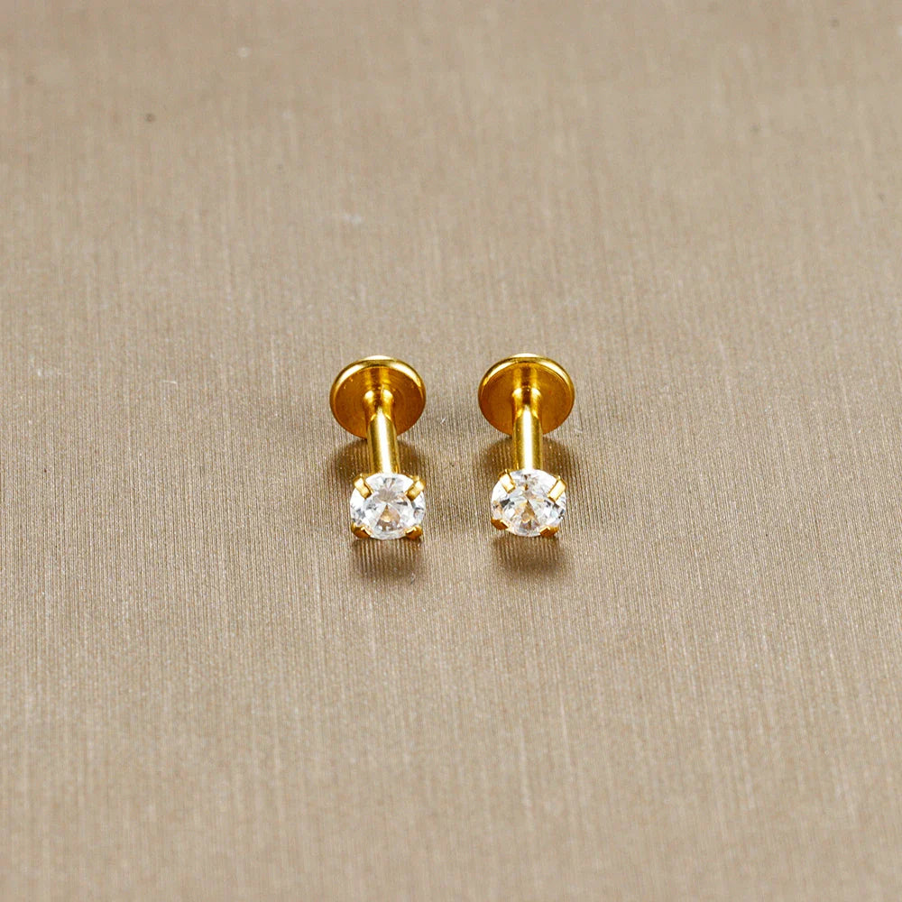 2PC Labret Tragus Stud Earrings 16G Surgical Stainless Steel CZ Crystal  Monroe Helix Cartialge Conch Medusa Lip Body Piercing
