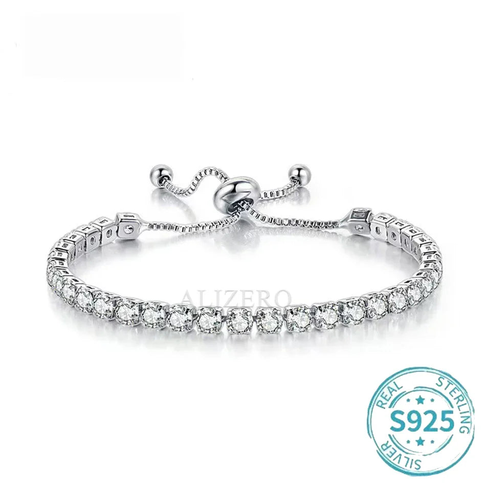ALIZERO S925 Sterling Silver Bracelet Original Multicolor Zirconia Tennis Bracelets For Women Fashion Luxury Charm Jewelry