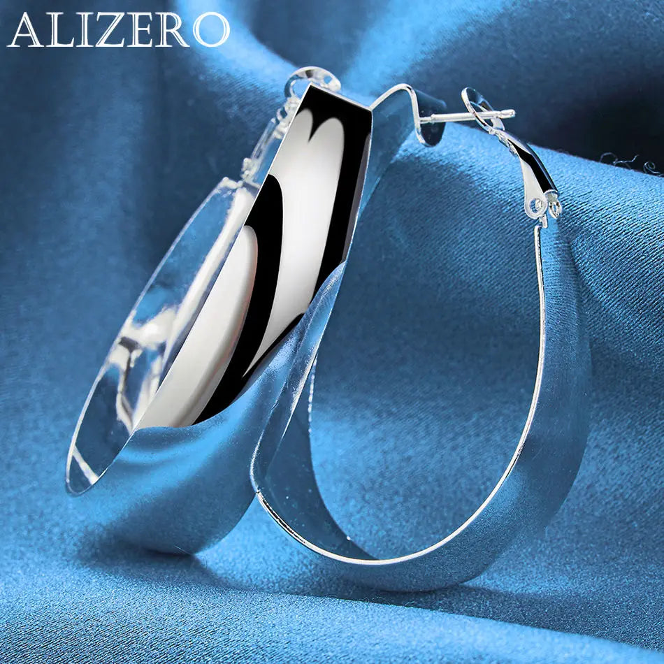 ALIZERO 925 Sterling Silver Earrings Simple Round Circle Hoop Earrings For Woman Fashion Wedding Engagement Charm Jewelry Gifts