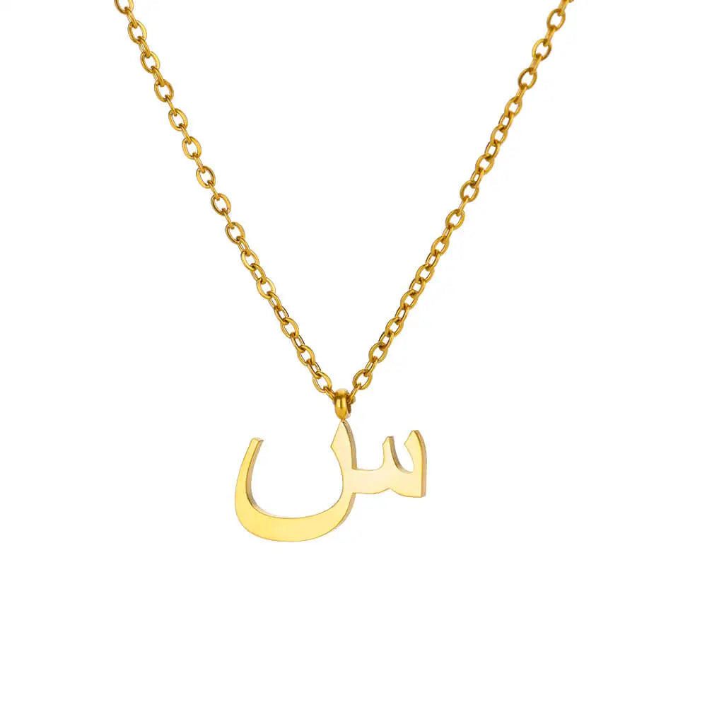 Arabic Letter Name Necklaces For Women Stainless Steel Alphabet Pendant Chain Choker Collar Femme Wedding Aesthetic Jewelry Bff