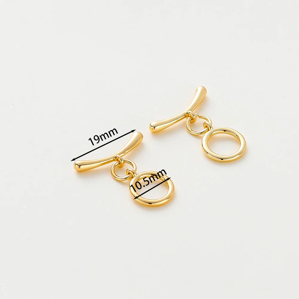 4 Sets 14K/18K Gold Color Plated Brass O Toggle Clasps Connector for DIY Bracelet Necklace Jewelry Making Findings Accessories