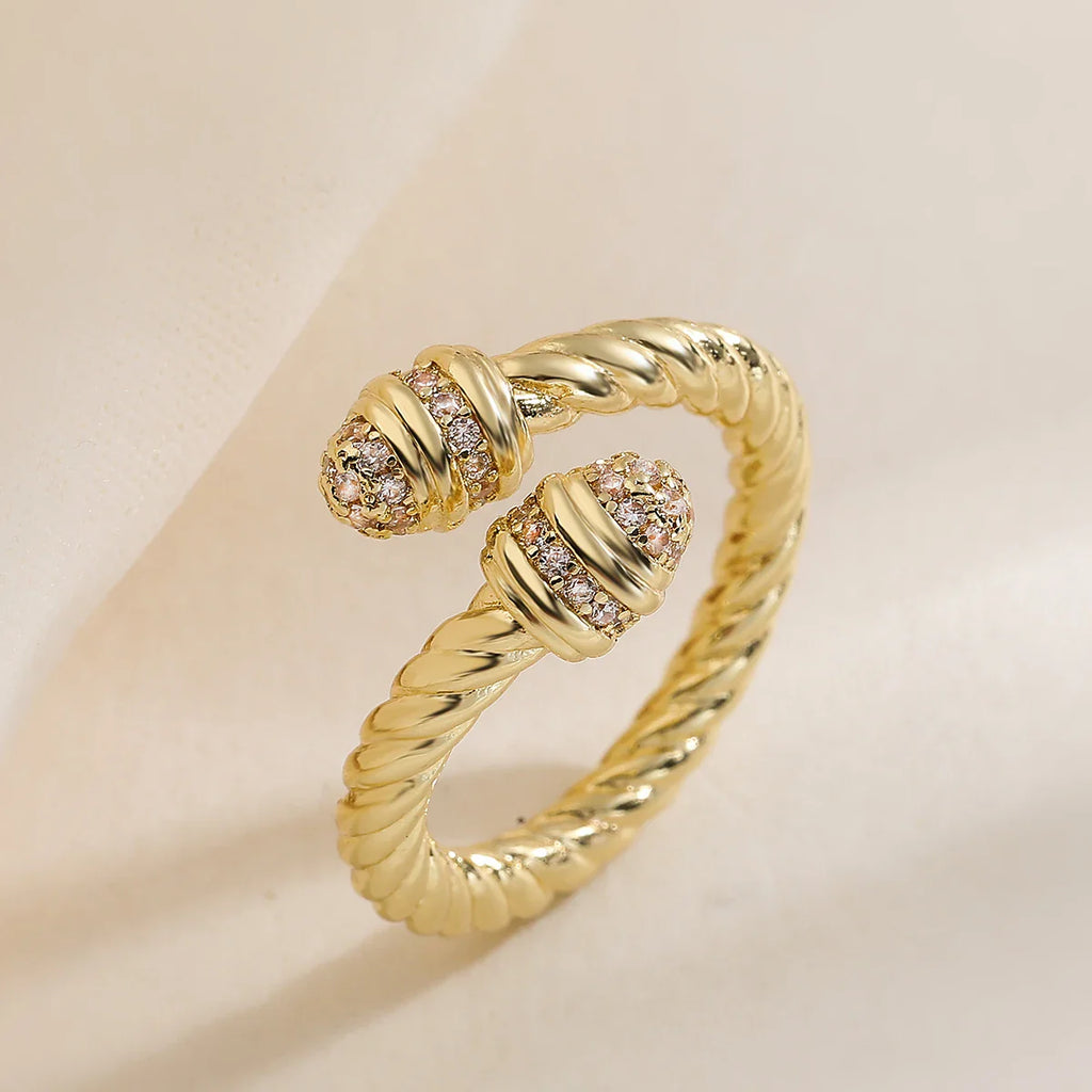 NEWBUY High Quality AAA CZ Zircon Inlay Copper Wedding Jewelry Unique Design Open Rings For Elegant Women Size Adjustable