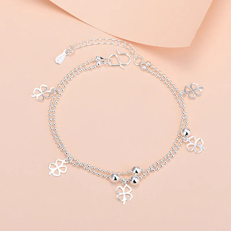 925 Sterling Silver Lucky Bead Charm Bracelets Woman Couple Chain Round Bangles Luxury Jewelry Accessories Wholesale