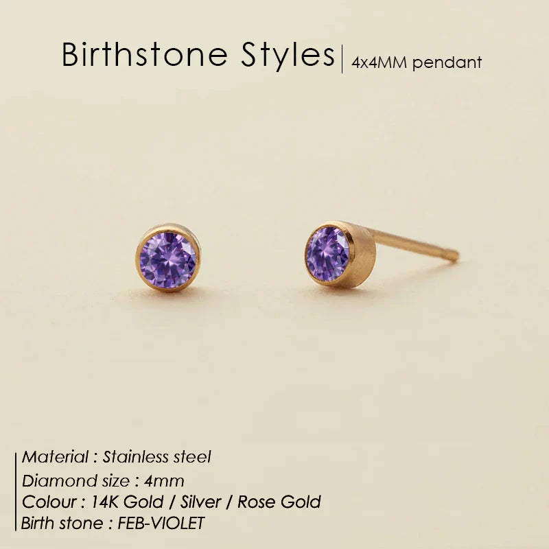 316 Stainless Steel Birthstone Ear Stud Piercing Gun Gold Color Push-Back Earrings Piercing Safe For Baby And Women Gift Jewelry