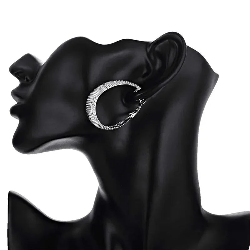 New 925 Sterling Silver Hoop Earrings For Women Wedding Gift Fine Europe Jewelry Christmas Gift Engagement Party