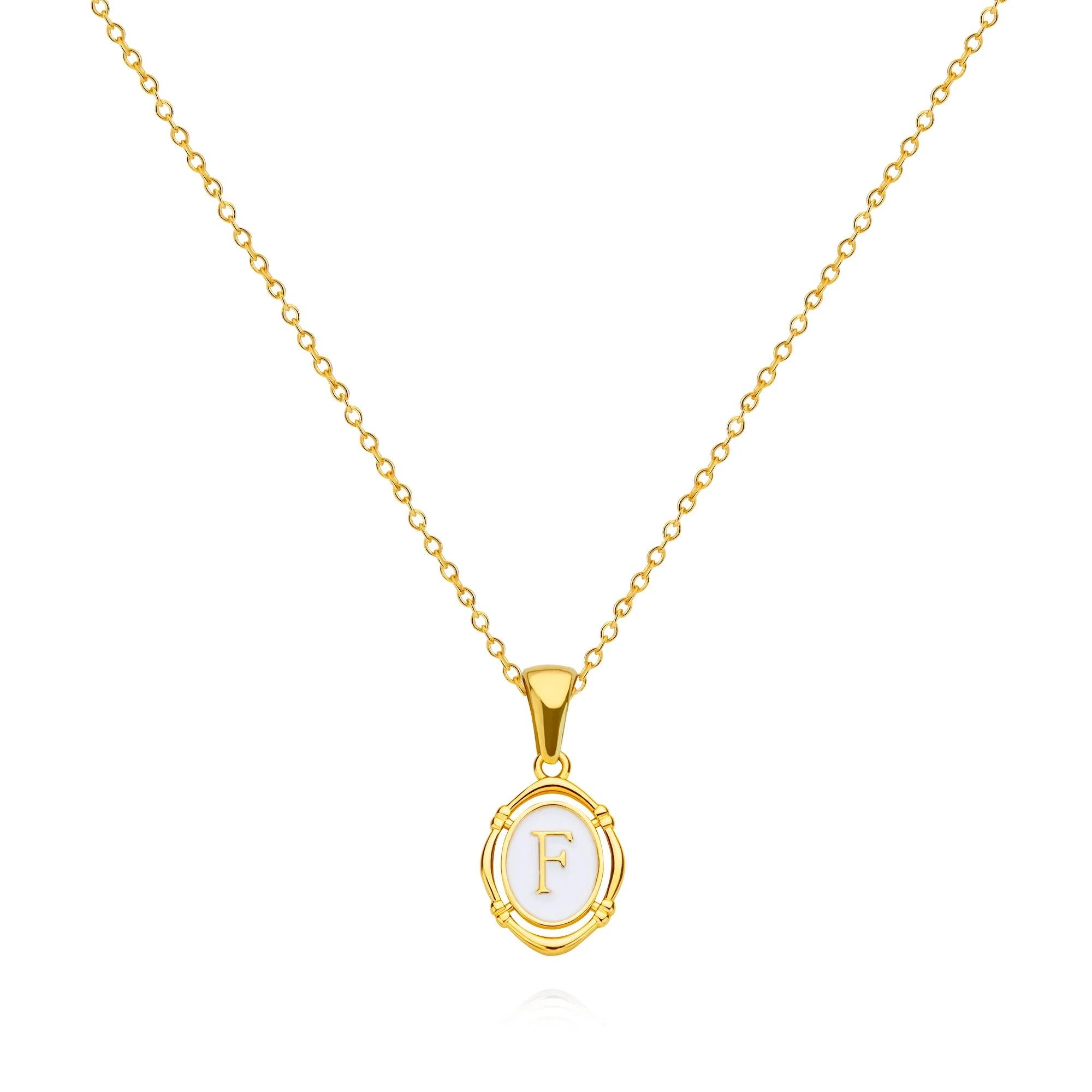 A-Z Letter Initial Enamel Necklace For Women Gold Color Stainless Steel Chain Exquisite Pendant Necklace Fashion Jewelry Gift