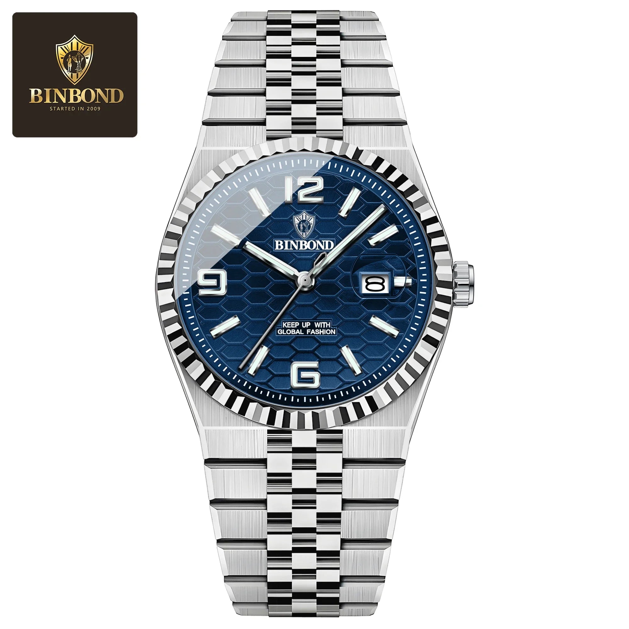 BINBOND High Quality Original Men Clock Waterproof Luminous Date Luxury Man Watch Stainless Steel Quartz Men's Watches Male