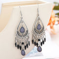 Elegant Personalized Carved Dragonfly Earrings Seven colored gems Hook Drop Earrings Wedding Engagement Earrings for women