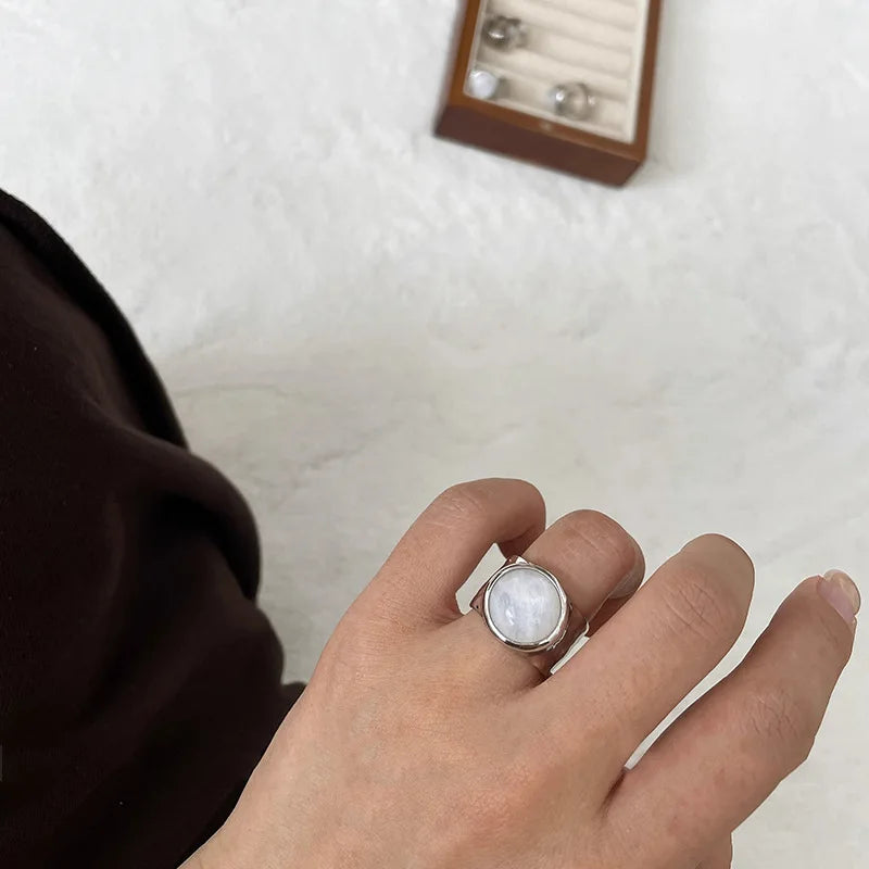 925 Sterling Silver plated Ring for Women Girl Gift Blace Stone Crystal Glaze Retro Punk Open Jewelry Dropship Wholesale