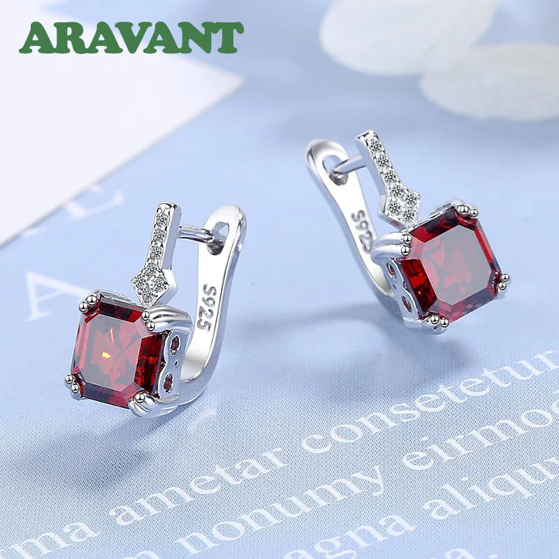 Aravant 925 Sterling Silver Square Zircon Drop Earrings For Women Fashion Jewelry