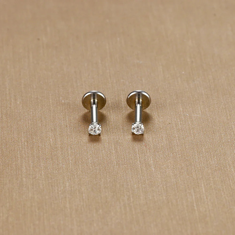 2PC Labret Tragus Stud Earrings 16G Surgical Stainless Steel CZ Crystal  Monroe Helix Cartialge Conch Medusa Lip Body Piercing