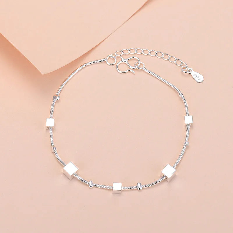 925 Sterling Silver Lucky Bead Charm Bracelets Woman Couple Chain Round Bangles Luxury Jewelry Accessories Wholesale
