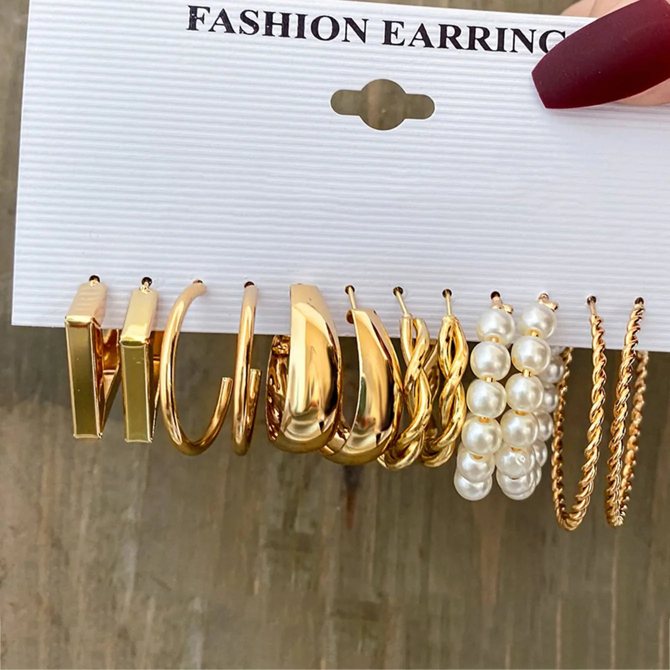 48 Pcs Boho Big Circle Hoop Earring Sets for Women Gold Color Bohemia Vintage Pearl Earring Heart Zircon Ear Studs Jewelry Gifts
