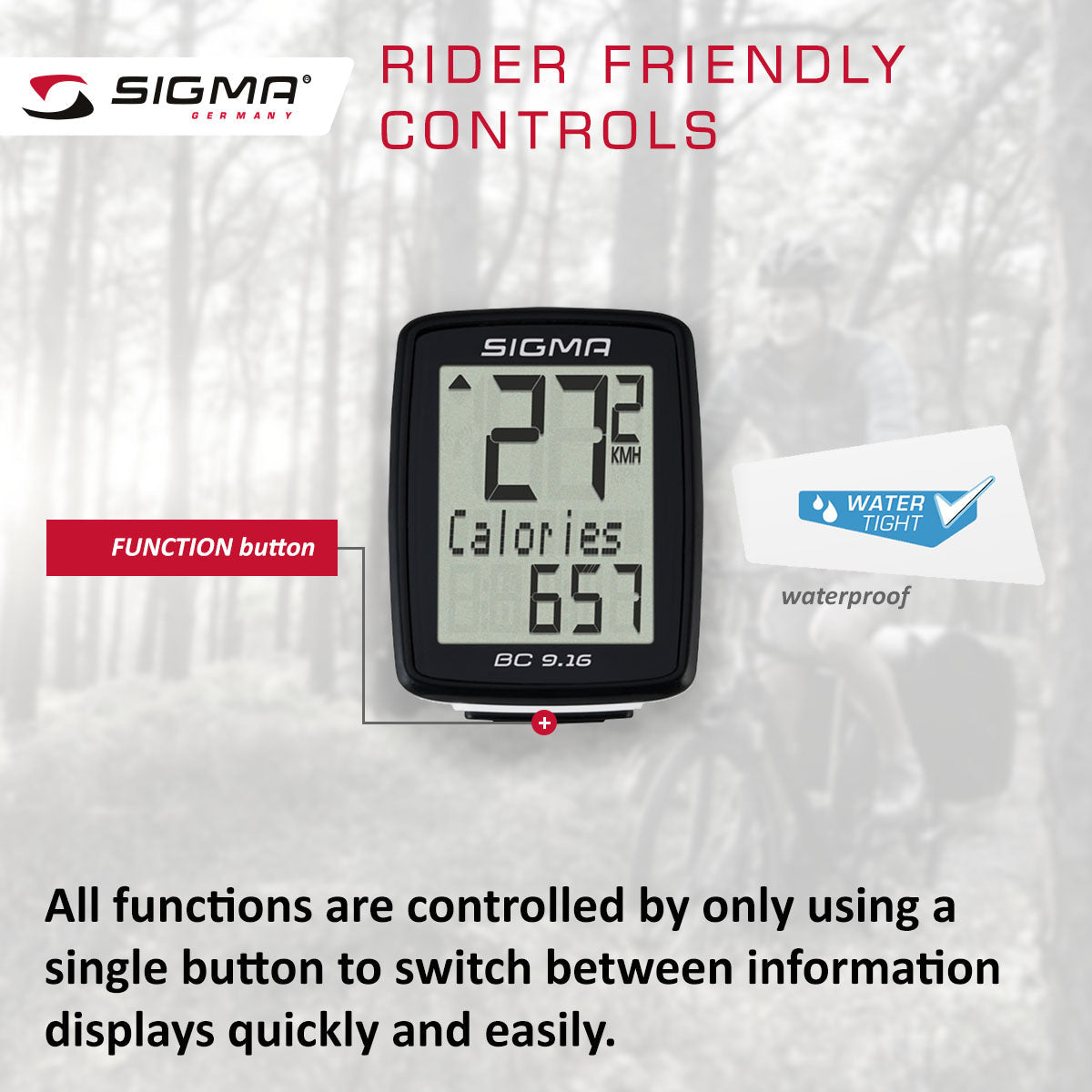 SIGMA Bicycle Computer - BC 9.16 ATS, Analogue Wireless