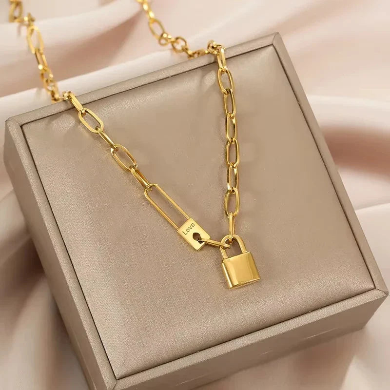 316L Stainless Steel Gold Color Beads Long Pendant Necklace For Women Fashion Choker Clavicle Chain Jewelry Gift Wedding