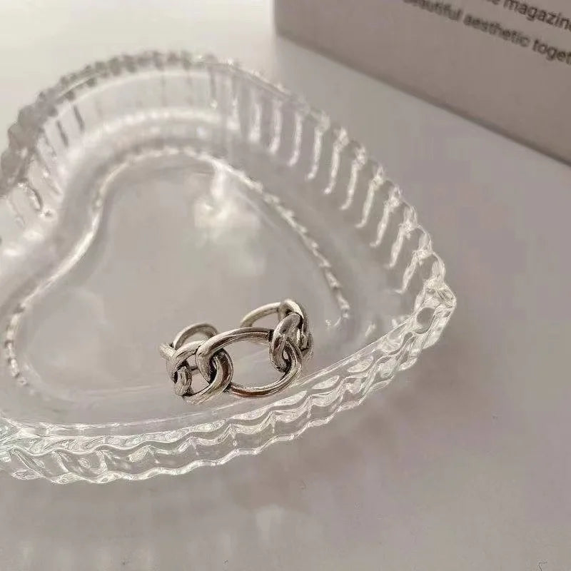925 Sterling Silver Finger Rings New Fashion Creative Cross Hollow Chain Geometric Party Jewelry Gifts