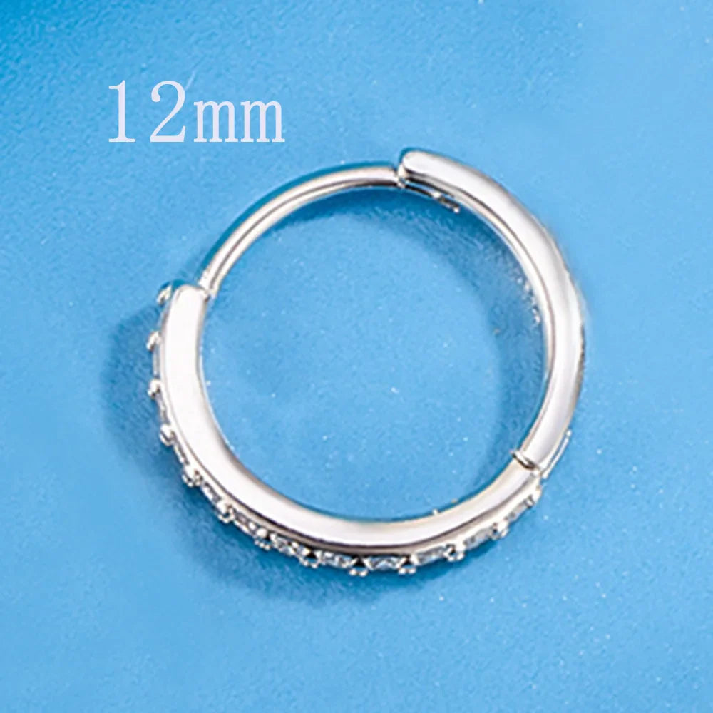 925 Sterling Silver 8/12/16/20MM Zircon Hoop Earrings For Women Wedding Engagement Luxury Jewelry Accessories Money 925