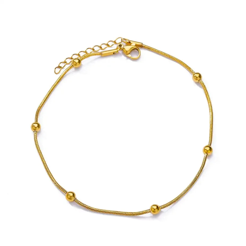 Boho Drops Anklets For Women Gold Color Stainless Steel Anklet Luxury Wedding Aesthetic Jewelry Gift