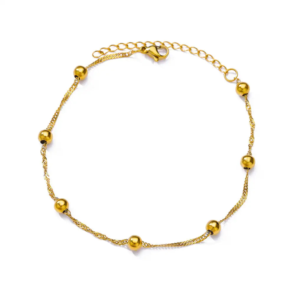 Boho Drops Anklets For Women Gold Color Stainless Steel Anklet Luxury Wedding Aesthetic Jewelry Gift