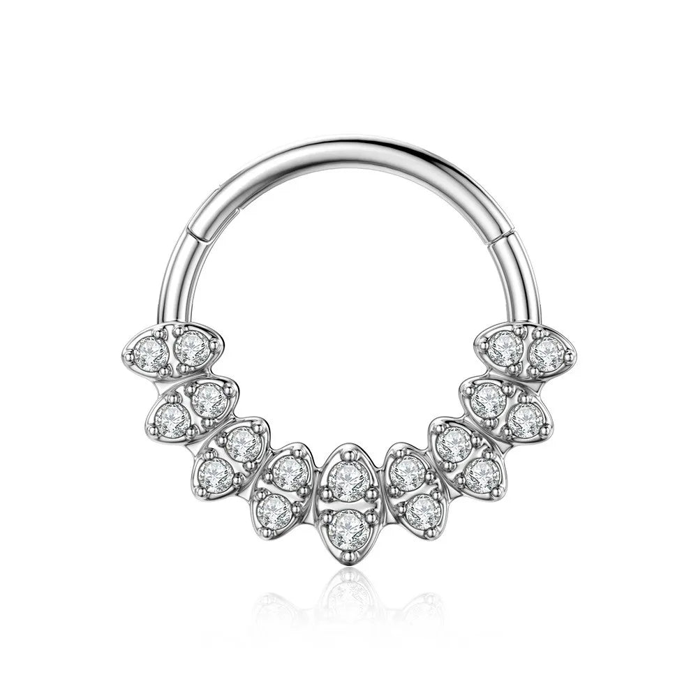 316L Surgical Steel Segment Nose Ring Zircon Septum Clicker Ear Cartilage Helix Daith Hoop Body  Piercing Jewelry