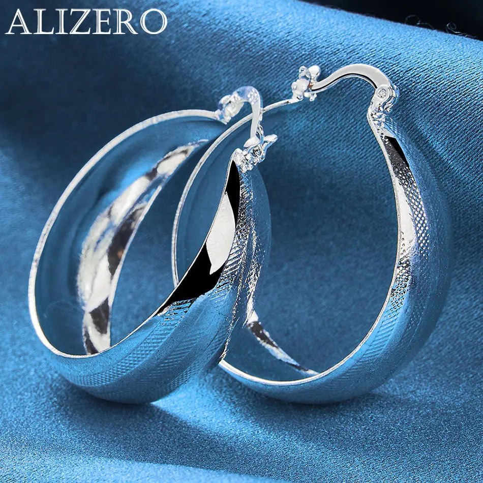 ALIZERO 925 Sterling Silver Earrings Simple Round Circle Hoop Earrings For Woman Fashion Wedding Engagement Charm Jewelry Gifts
